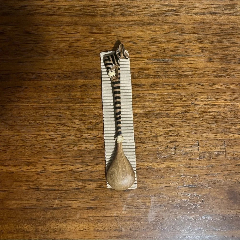 Hand carved small zebra wooden spoon.